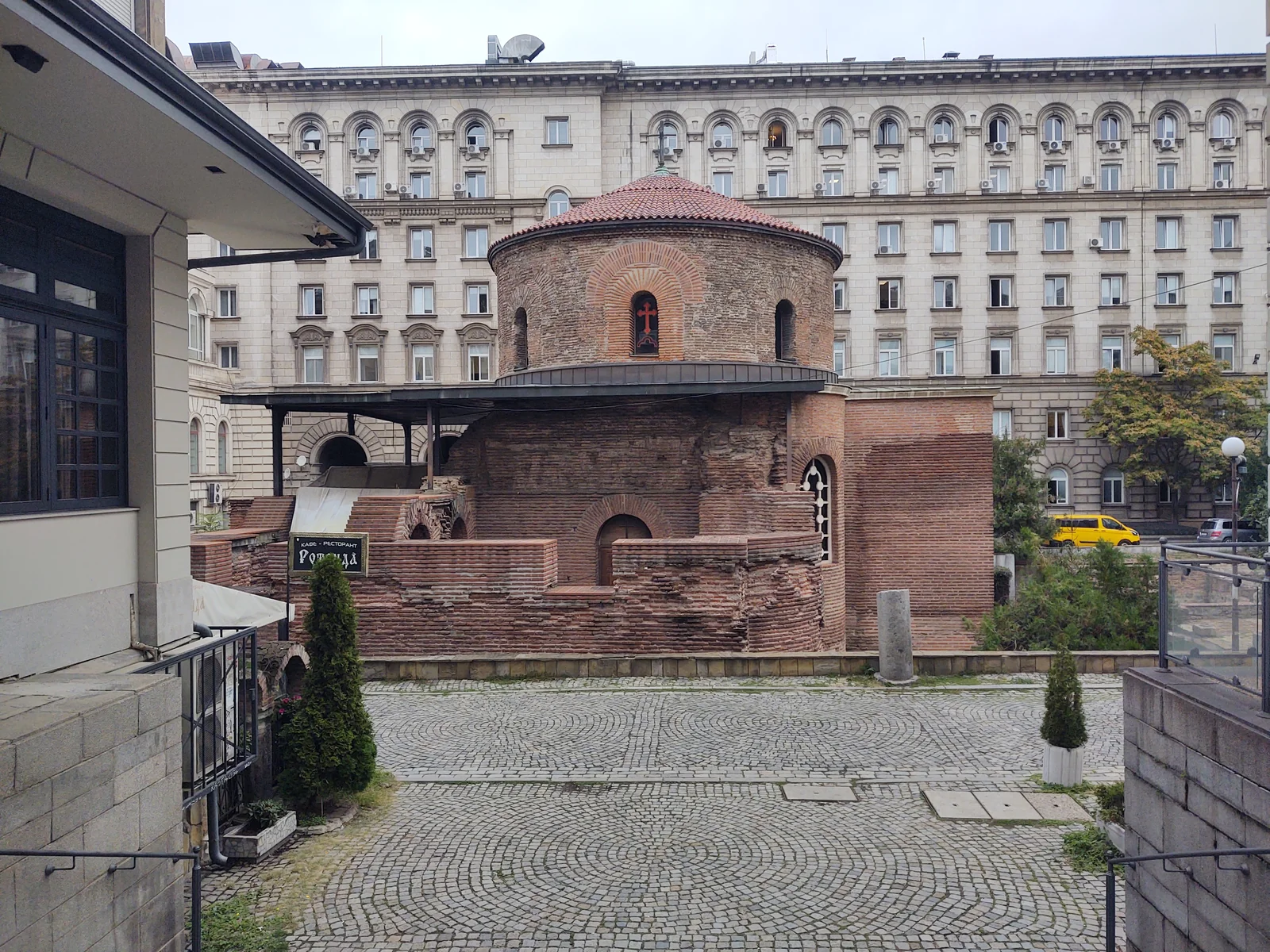 Ancient red-brick Church of St. George Rotunda surrounded by Roman excavations in Sofia