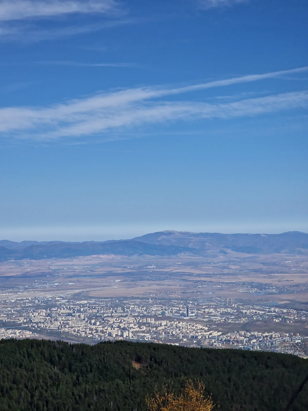Sweeping panoramic overlook of Sofia plain and distant Balkan mountains from Mount Vitosha