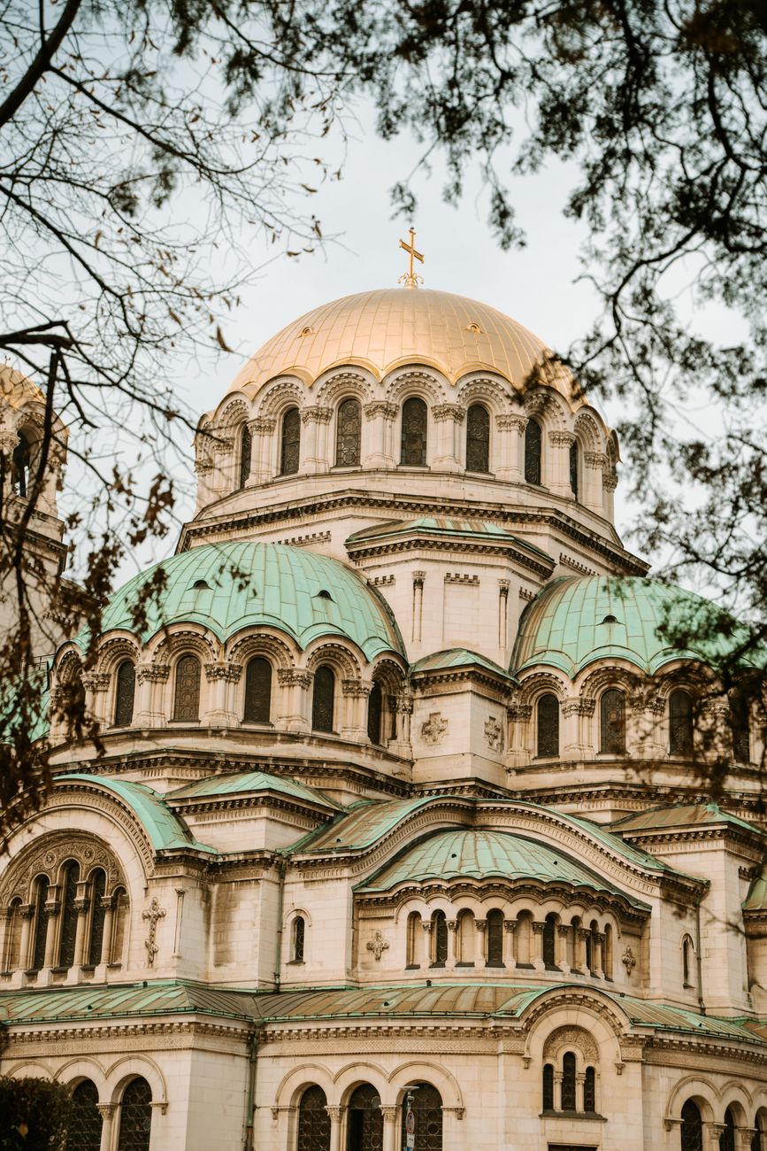 Ancient Roman ruins of Serdica under modern glass domes in Sofia